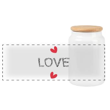 LOVE. SAINT VALENTINE. bachelorette party. I LOVE YOU. I LOVE YOU. - Panoramic Cookie Jar with Wooden Lid - white - Front