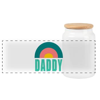 PAPA. PAPA. PAPA. VATERTAG. ALLES GUTE ZUM GEBURTSTAG, PAPA. - Panorama Keksdose mit Holzdeckel - Weiß - Vorne
