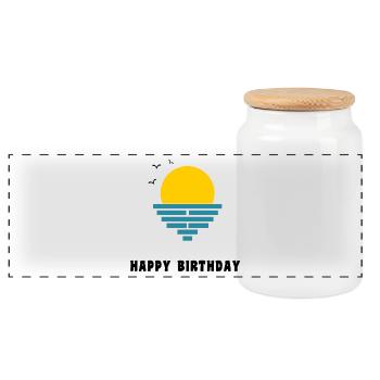 ALLES GUTE ZUM GEBURTSTAG. ALLES GUTE ZUM GEBURTSTAG. JAHRESTAG. - Panorama Keksdose mit Holzdeckel - Weiß - Vorne