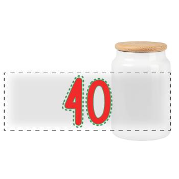 40. 40 JAHRE. 40. JAHRESTAG. 40-JÄHRIGES JUBILÄUM. - Panorama Keksdose mit Holzdeckel - Weiß - Vorne