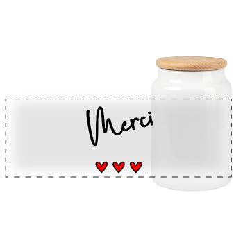 MERCI. MAÎTRESSE. MAÎTRE. MERCI MAÎTRESSE - Boîte à biscuits avec couvercle en bois - blanc - Devant