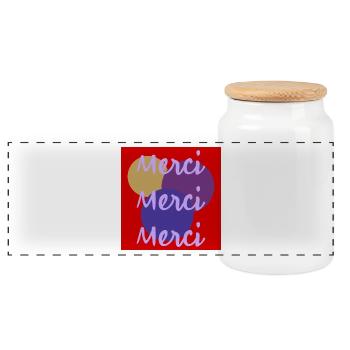 THANK YOU. MISTRESS. MASTER. THANK YOU MISTRESS - Panoramic Cookie Jar with Wooden Lid - white - Front