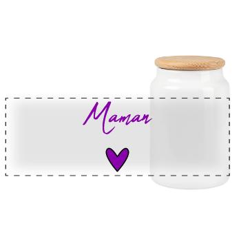 HAPPY BIRTHDAY. HEART. HAPPY MOTHER'S DAY. MOM. FEAST - Panoramic Cookie Jar with Wooden Lid - white - Front