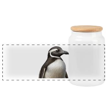 Penguin - Panoramic Cookie Jar with Wooden Lid - white - Front