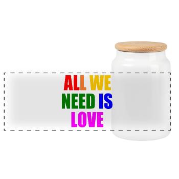 all we need is love - Boîte à biscuits avec couvercle en bois - blanc - Devant
