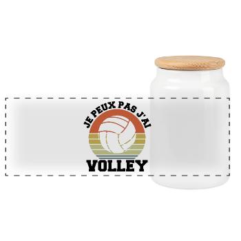 I Can't I Have Volley Humor Gift - Panoramic Cookie Jar with Wooden Lid - white - Front