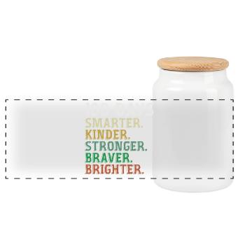 100 Days of School Smarter - 100th Days Of School - Panoramic Cookie Jar with Wooden Lid - white - Front