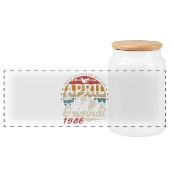 April 1986 | Geburtstag April 1986 - Panorama Keksdose mit Holzdeckel - Weiß - Vorne