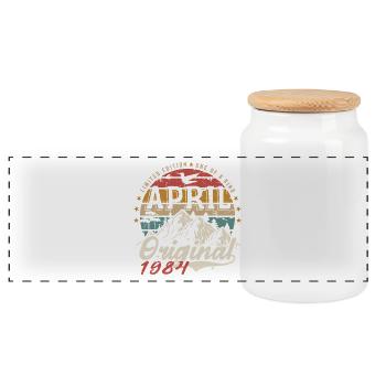 April 1984 | Birthday April 1984 - Panoramic Cookie Jar with Wooden Lid - white - Front