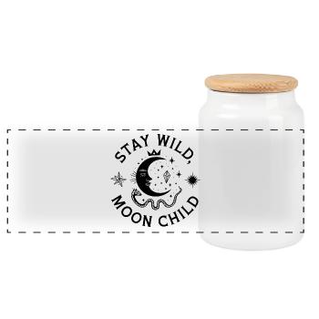 Stay Wild Moon Child - Astronomy Design - Boîte à biscuits avec couvercle en bois - blanc - Devant