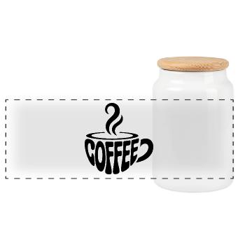 Coffee - Cool Café Logo - Panoramic Cookie Jar with Wooden Lid - white - Front