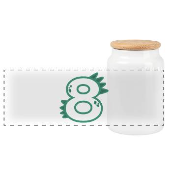 Number 8 - Panoramic Cookie Jar with Wooden Lid - white - Front