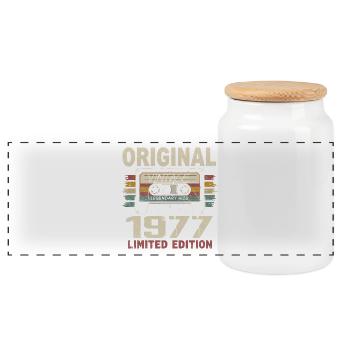 1977 Birthday Gift 1977 Vintage 1977 Retro - Panoramic Cookie Jar with Wooden Lid - white - Front