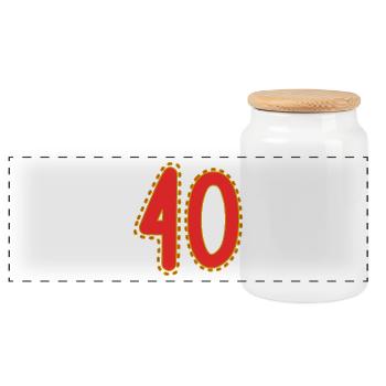 40. 40 YEARS. 40th ANNIVERSARY. 40 YEARS ANNIVERSARY. - Panoramic Cookie Jar with Wooden Lid - white - Front