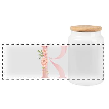 Pastell-R-Blumenmonogramm - Panorama Keksdose mit Holzdeckel - Weiß - Vorne