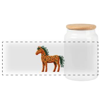 Carrot horse, carrot horse, podcast, figo - Panoramic Cookie Jar with Wooden Lid - white - Front