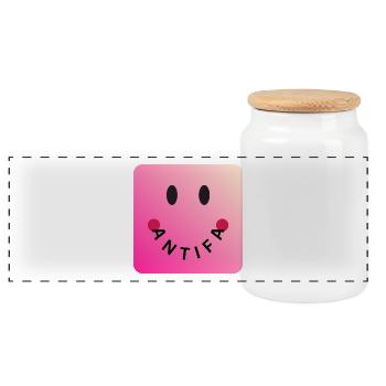 Friendly Antifa Pink | Gradient Smile Typo - Panoramic Cookie Jar with Wooden Lid - white - Front