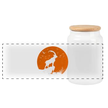Moon-red Capricorn - Panoramic Cookie Jar with Wooden Lid - white - Front