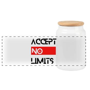 accept no limits grenzenlos erfolg motivation - Panorama Keksdose mit Holzdeckel - Weiß - Vorne