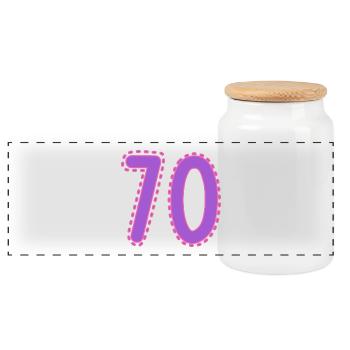 70. 70 YEARS. 70th ANNIVERSARY. 70 YEARS ANNIVERSARY. - Panoramic Cookie Jar with Wooden Lid - white - Front