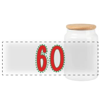60. 60 JAHRE. 60. JAHRESTAG. 60. GEBURTSTAG. - Panorama Keksdose mit Holzdeckel - Weiß - Vorne