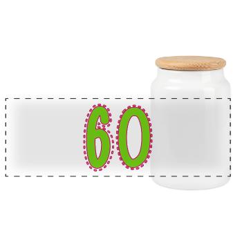 60. 60 JAHRE. 60. JAHRESTAG. 60. GEBURTSTAG. - Panorama Keksdose mit Holzdeckel - Weiß - Vorne