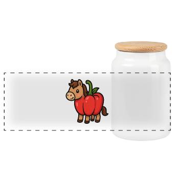 Pepper bangs - Panoramic Cookie Jar with Wooden Lid - white - Front