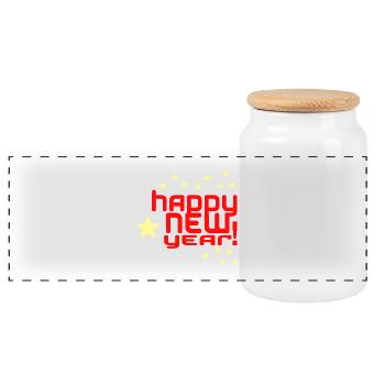 Happy New Year - Panorama Keksdose mit Holzdeckel - Weiß - Vorne
