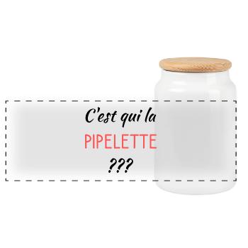 C'est qui la pipelette - Boîte à biscuits avec couvercle en bois - blanc - Devant