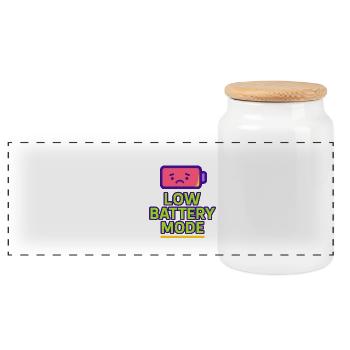 Low Battery Mode - Panoramic Cookie Jar with Wooden Lid - white - Front