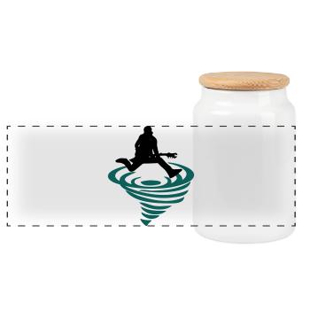 Rocker emblem - Panoramic Cookie Jar with Wooden Lid - white - Front