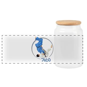 Judo - Boîte à biscuits avec couvercle en bois - blanc - Devant