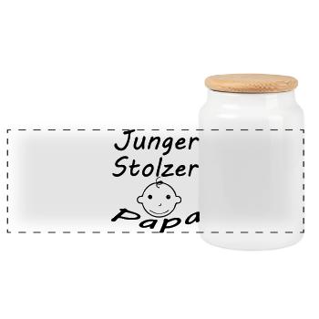 Geschenk Papa Geburt Vater Vatertag - Panorama Keksdose mit Holzdeckel - Weiß - Vorne