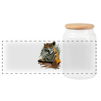 Tiger - Boîte à biscuits avec couvercle en bois - blanc - Devant