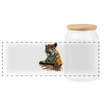 Tiger - Boîte à biscuits avec couvercle en bois - blanc - Devant