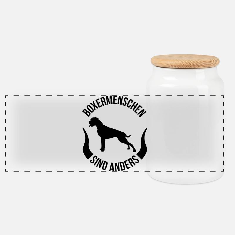 Boxermenschen sind anders - Panorama Keksdose mit Holzdeckel - Weiß