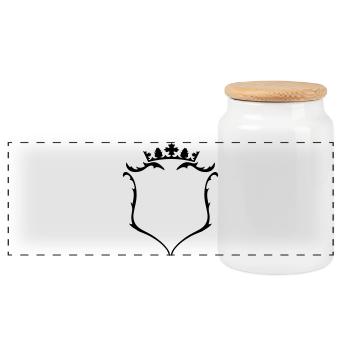 A crest with crown - Panoramic Cookie Jar with Wooden Lid - white - Front