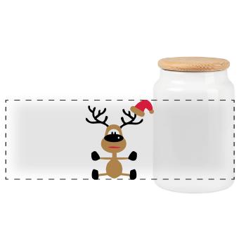 Christmas - Panoramic Cookie Jar with Wooden Lid - white - Front