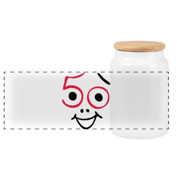 50 years old and still fresh! - Panoramic Cookie Jar with Wooden Lid - white - Front