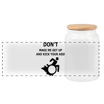 Don't let me get up from my wheelchair # - Panoramic Cookie Jar with Wooden Lid - white - Front