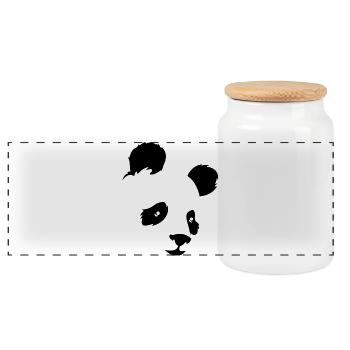 Panda - Panorama Keksdose mit Holzdeckel - Weiß - Vorne