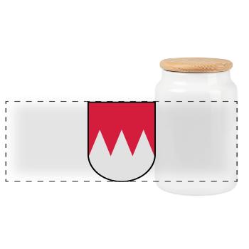 Franken Wappen - Panorama Keksdose mit Holzdeckel - Weiß - Vorne