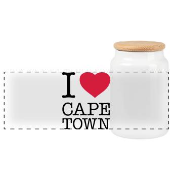 I LOVE CAPE TOWN Kapstadt - Panorama Keksdose mit Holzdeckel - Weiß - Vorne