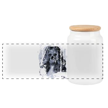 Skull Girl blue - Panorama Keksdose mit Holzdeckel - Weiß - Vorne