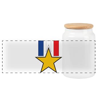 Military Decoration - Panoramic Cookie Jar with Wooden Lid - white - Front
