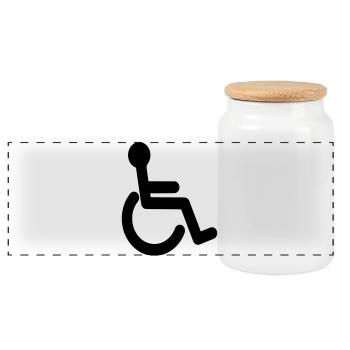 Basic wheelchair symbol # - Panoramic Cookie Jar with Wooden Lid - white - Front