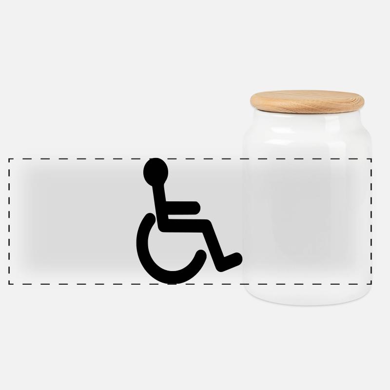 Grundlegendes Rollstuhlsymbol # - Panorama Keksdose mit Holzdeckel - Weiß