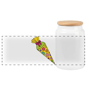 School Cone Sugar Cone - Panoramic Cookie Jar with Wooden Lid - white - Front