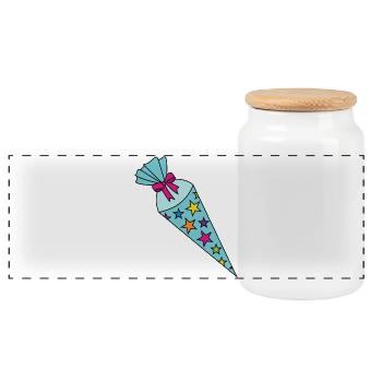Sugar Cone School Cone - Panoramic Cookie Jar with Wooden Lid - white - Front