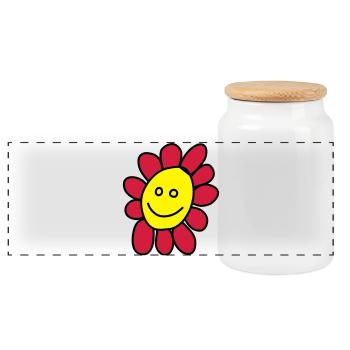 Ich bin eine Blume - Panorama Keksdose mit Holzdeckel - Weiß - Vorne